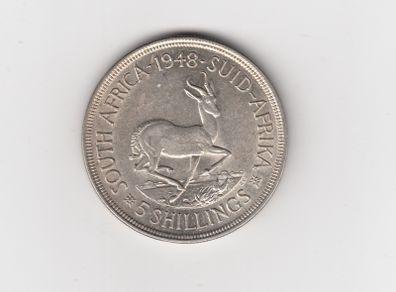 South Africa 5 Shillings 1948 80% Silver Coin (no. 500)