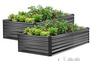 2 Pack Galvanized Raised Garden Beds, 2030 x 1020 x 460 mm, Rectangular Metal Planter Boxes Kit Outdoor, Elevated Planting Box with Gloves, Alu-Zinc, for Growing Flowers Vegetables, Dark Gray