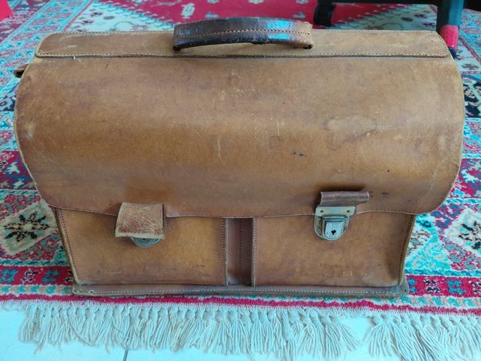 Vintage French leather briefcase