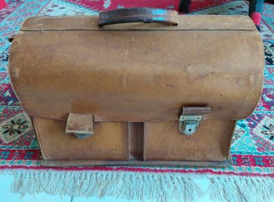 Vintage French leather briefcase