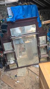Large Antique Victorian Style Overmantel Mirror Carved Wood