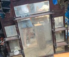 Large Antique Victorian Style Overmantel Mirror Carved Wood