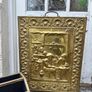 Vintage Brass Fire Screen and Magazine Rack Set Image 3