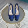 Ladies Dorothy Perkins Royal Blue Faux-suede Platform Court Shoes Image 2