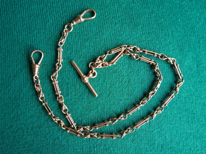 Victorian  heavy real 9 Carat Gold Albert or Necklace Chain with T-Bar length 20" - 24,3g