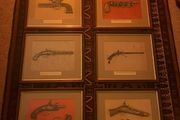 8 Vintage framed Rare Flintlock Pistols Prints
