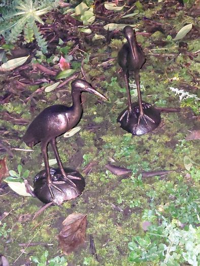 Stunning Pair Of Bronzed Metal Water Cranes