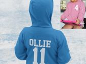 Kids Personalised Sport Hoodie Team Kit NAME & NUMBER Football Netball Hockey Child Custom Hoody Sweatshirt Hooded Soccer