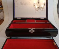 Vintage Large Hand Painted Lacquered Musical Jewelry Box