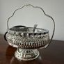 Vintage Glass Preserve / Jam Bowl with Metal Basket, Lid & Spoon Image 5