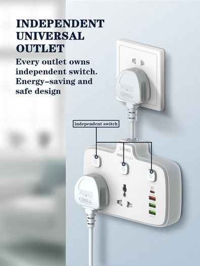 LDNIO SC2413 UK EU US Plug Power Strip With USB Port Extension Power Socket 2500 W 1 PD/QC 3.0 2 AUTO-ID Total 20W