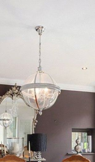 Orb Ceiling Pendant Light finished in Polished Silver