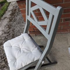 IKEA Grey Wooden Folding Chair + Cushion