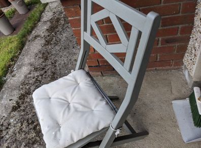 IKEA Grey Wooden Folding Chair + Cushion