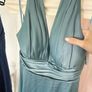 Sage Green Halter Satin High-Slit Long Gown Image 2