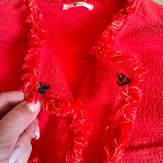 Red Tweed Fringe Blazer size 10 BY VERY
