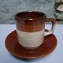 Dark and light brown cup and saucer Image 6