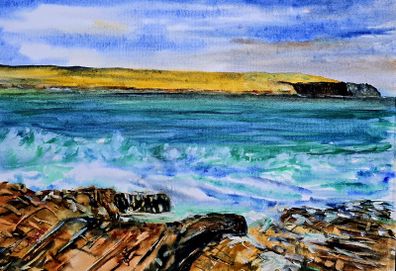 doolin harbour view  watercolour