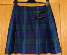 Marks and Spencer wool blend navy and green kilt skirt