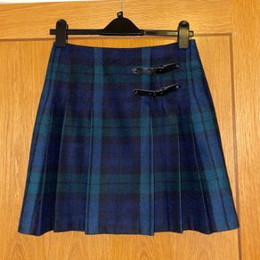 Marks and Spencer wool blend navy and green kilt skirt