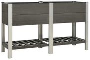 Garden Raised Bed with Shelf 150x50x90 cm WPC Grey