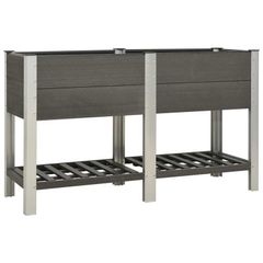 Garden Raised Bed with Shelf 150x50x90 cm WPC Grey