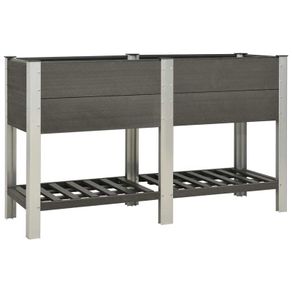 Garden Raised Bed with Shelf 150x50x90 cm WPC Grey