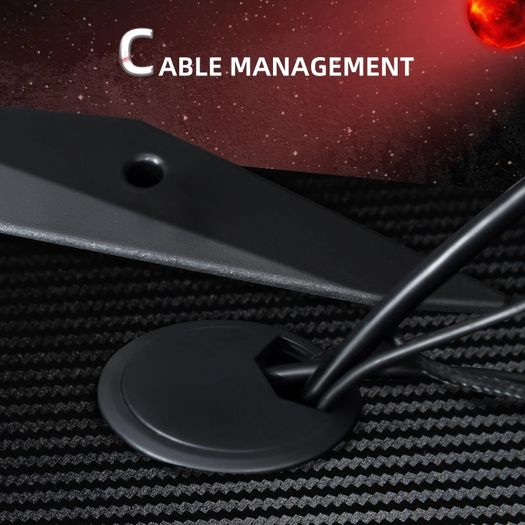 Gaming Computer Table, 122cm Width w/Cup Holder, Headphone Hook, Gamepad Holder, Cable Management Red Black