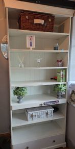 white book shelf