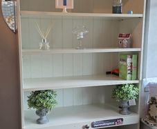 white book shelf