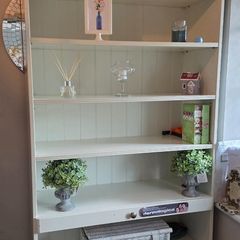 white book shelf