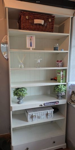 white book shelf