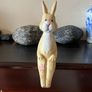 Carved Wooden Rabbit Shelf Sitter Image 3