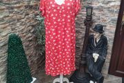 Red Ditsy floral print dress uk18