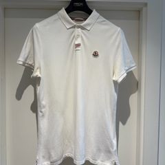 Moncler White Polo Classic Logo Size L