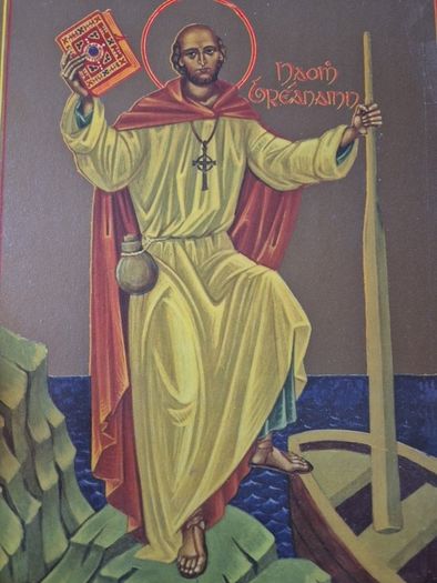 Vintage Icon of St Brendan the Navigator. Religious.