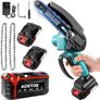 Mini Chainsaw Cordless 6 Inch with 2 Batteries and 2 Chains, Small Battery Chain Saw Electric with Safety Lock and Brushless Motor for Trimming Branches Image 5
