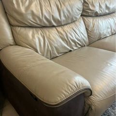 2 Tone Leather & Suede 3 Seater