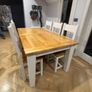 Solid Oak Extendable Dining Table & 6 Chairs - off white/cream Image 4