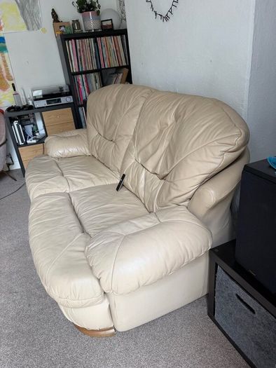 Free!- 3 seater sofa real leather hardwood