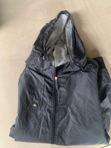 Black men's casual hooded jacket - L