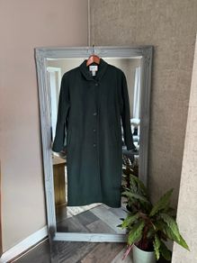 Rare Vintage Jacqueline Ferrar Forest Green 100% Wool Long Coat Size 6-10