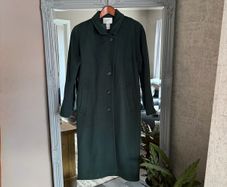 Rare Vintage Jacqueline Ferrar Forest Green 100% Wool Long Coat Size 6-10