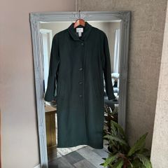 Rare Vintage Jacqueline Ferrar Forest Green 100% Wool Long Coat Size 6-10