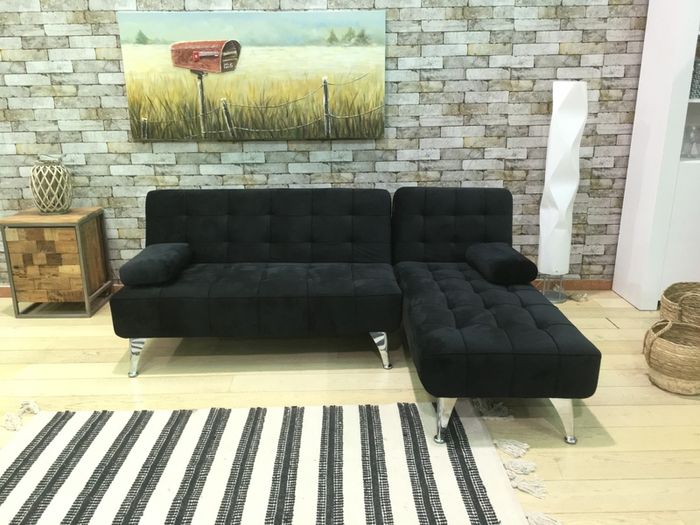 Nordic Comfort , Chaise Sofa Turns into Bed, colour Black