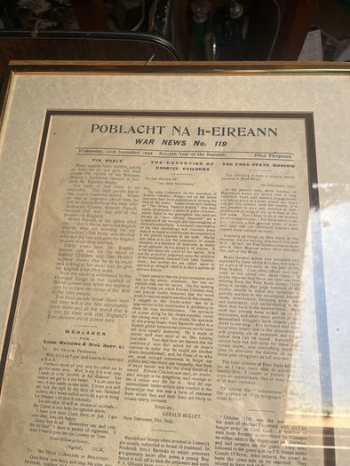 Original framed Poblacht NA h = EIREANN  war news number 119