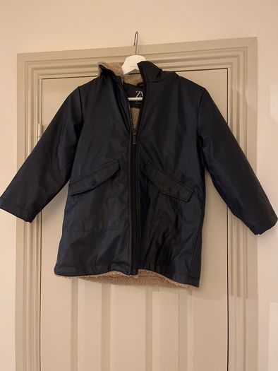 Zara waterproof, teddy lined coat age 8