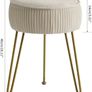 Velvet Round Footrest, Makeup Vanity Stool, Side Table, Pouf Couch Seat, Golden Steel Legs, Creamy-White L/G-30M Image 3