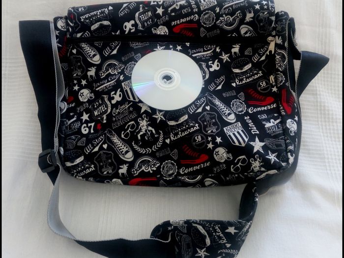 Large LIMITED EDITION Converse Chuck Taylor All Star American Glitch Multi Logo Black/White and Red, School/Reporter's/Laptop/Satchel/Messenger Bag