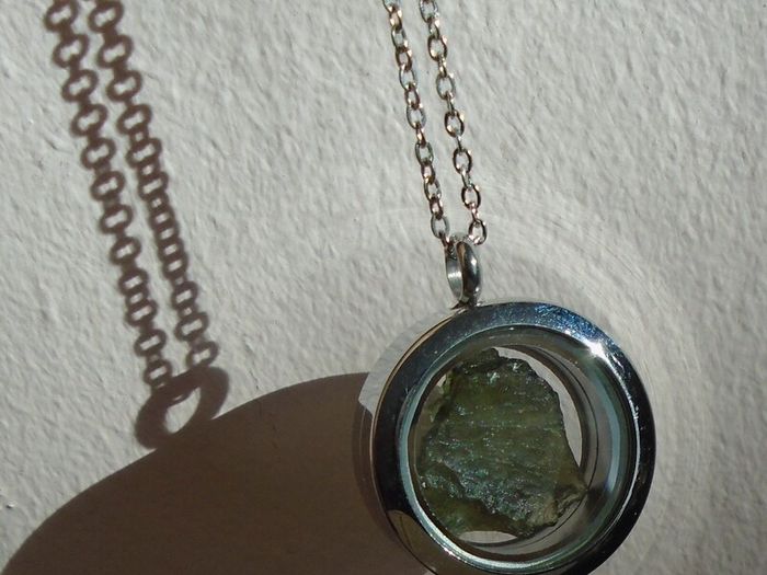 Gemstone jewellery, Floating pendant, Moldavite, Jewellery, Gift